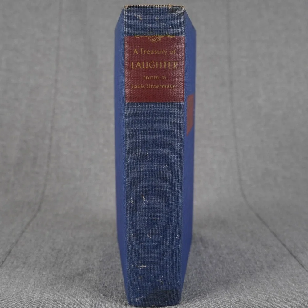 A Treasury of Laughter Vintage Hardcover Humor Anthology Illustrated Blue 1946